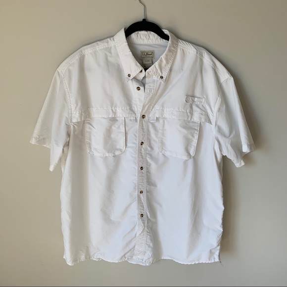 L.L. Bean Tops - LL bean // White Short Sleeve Light weight Button Up Shirt XL